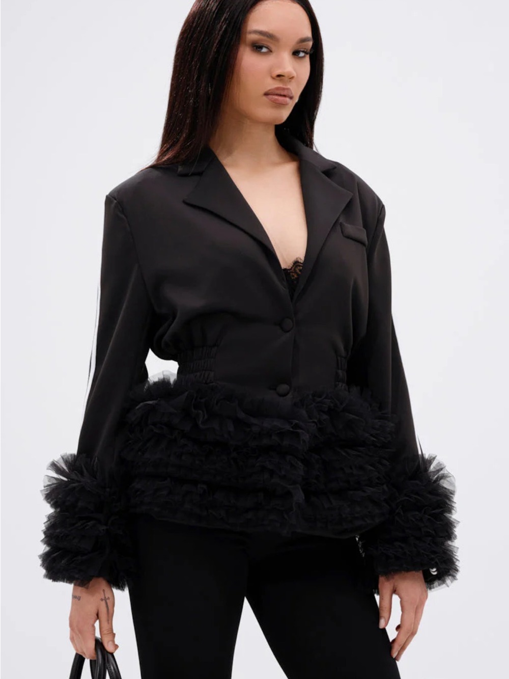 Black Tulle Peplum Jacket